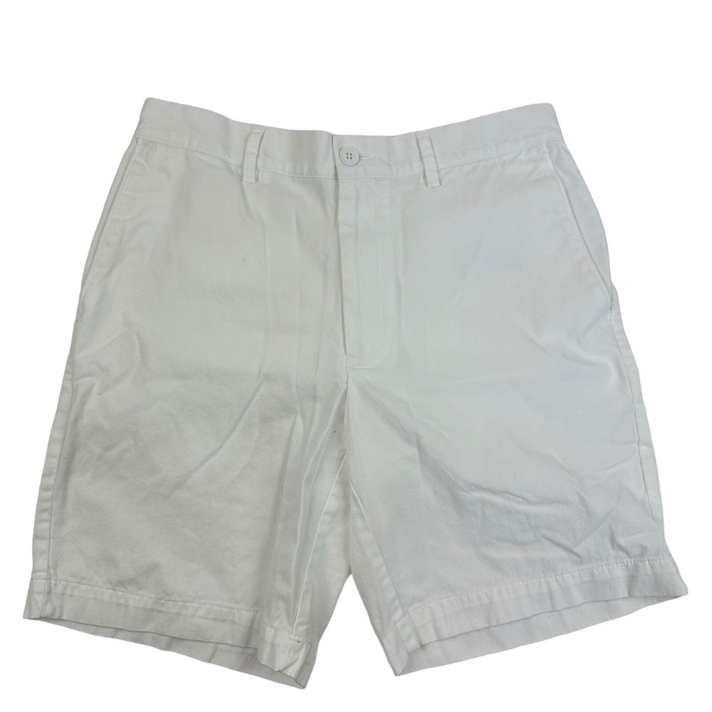 Savane White Flat Front Bermuda Shorts Sz 32 100% Cotton Golf Men's